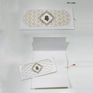 Elegant White & Gold Laser Cut Wedding Invitation - PRT 13986